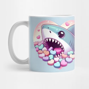 Shark eating valentines candies Mug